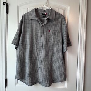 Tony Hawk Mens Grey Plaid Short Sleeve Button Down Shirt Modal Blend Large